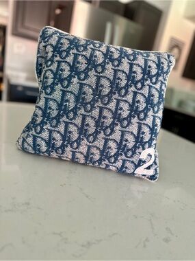 CHRISTIAN DIOR Vintage Navy Trotter Terry Cloth Pillow